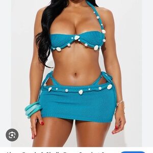 Alana Pearls & Shells Rope Crochet 3 piece bikini set